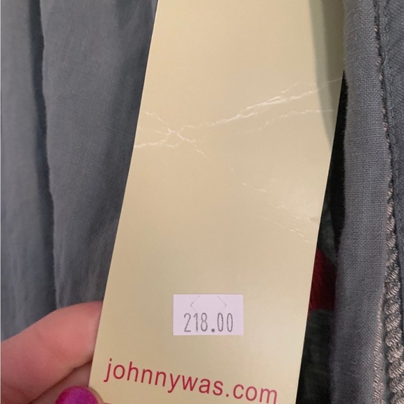 Johnny Was Duster Vest Womens M Gray Embroidered Linen Belted NEW with TAGS - Picture 4 of 8